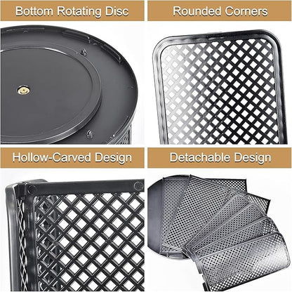 Cup and Lid Organizer, 360° Rotatable Coffee Cup Holder for Disposable Plastic and Paper Cups of 5 to 16 oz, 4 Compartments Detachable Countertop Cup Dispenser Coffee Station, Black