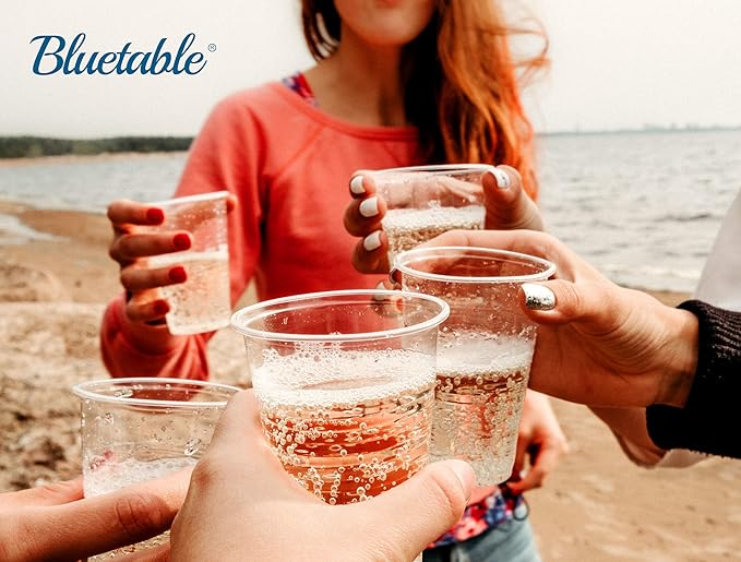 Bluetable Plastic Cups Bulk Disposable Clear Cups 7 oz - 600 Count BPA-Free - Good For Cold Drinks, Party Cups, Water Cooler Dispenser, Transparent Cups for Juice, Ice Tea, Soda [600 Pack/Case]