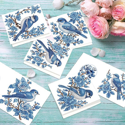 jinglinhh 12pcs Diamond Art Painting Butterfly Bluebird Greeting Cards with Envelopes, DIY Card Making Kits for Adults, Diamond Art Postcards Christmas Cards Craft Gifts