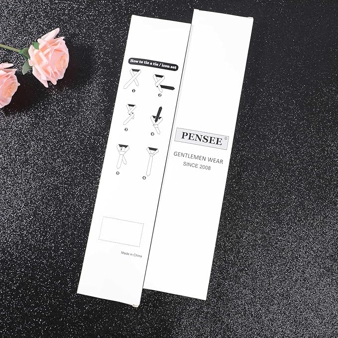 PenSee Men's Tie Set Solid Pure Color 3.15" (8CM) Classic Formal Plain Necktie and Pocket Square Set For Men