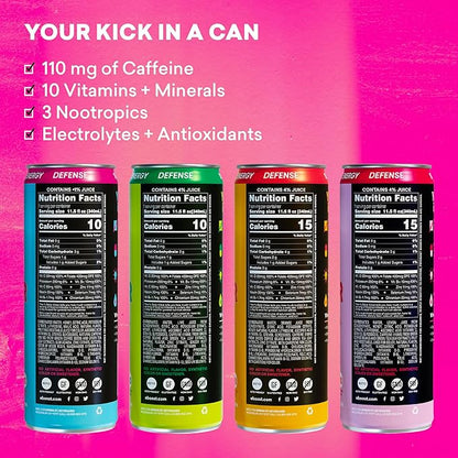 EBOOST Super Fuel Healthy Energy Drink - Caffeine from Natural & Clean Ingredients For Focus and Productivity -Taurine Free Pre-Workout With Electrolytes, Nootropic & Vitamins - Variety Pack, 12 Pack