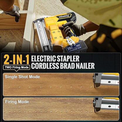 Cordless Brad Nailer Compatible with Dewalt 20V Battery, 18 Gauge 5/8 to 1-1/4 Inch Nail Gun with 1 x 3.0Ah Rechargeable Battery, Powered Electric Tool Set Brushless Motor 2 Modes