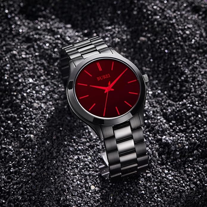 BUREI Men Watches Fashion Analog Stainless Steel Quartz Waterproof Watches,Gift for Men.