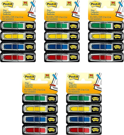 Post-it Arrow Flags, Assorted Primary Colors.47 in. Wide, 24/Dispenser, 4 Dispensers/Pack, (684-ARR3) (5)