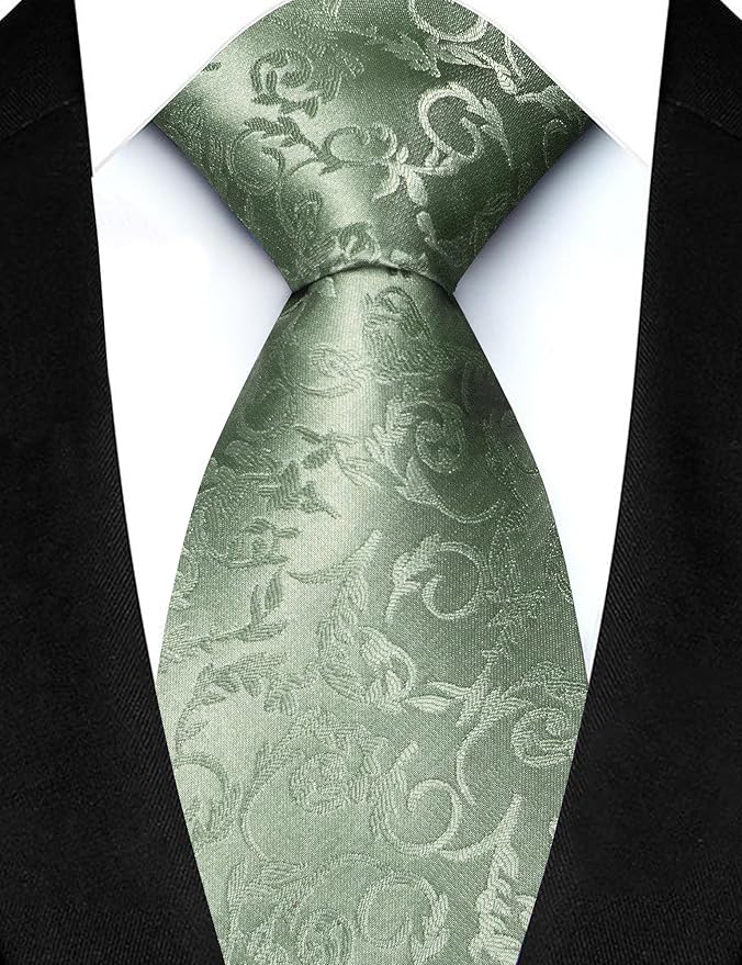 JEMYGINS Mens Floral Tie and Lapel Pin Necktie Pocket Square and Tie Clip with Sets for Business Casual 4PCS