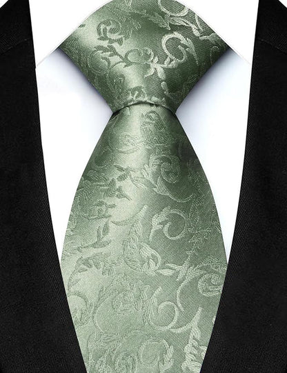 JEMYGINS Mens Floral Tie and Lapel Pin Necktie Pocket Square and Tie Clip with Sets for Business Casual 4PCS