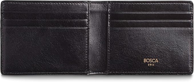 Bosca Men’s Wallet, Dolce Leather Slim Bifold Wallet, Black