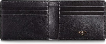Bosca Men’s Wallet, Dolce Leather Slim Bifold Wallet, Black