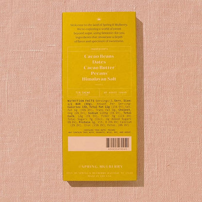 Spring & Mulberry Dark Chocolate Bars – Healthy Dark Chocolate, Date-Sweetened - Pecan Date 12 Pack