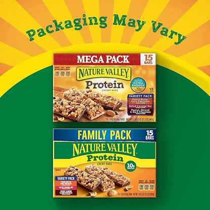 Nature Valley Protein Granola Bars, Snack Variety Pack, Chewy Bars, 15 ct, 21.3 OZ (Pack of 2)