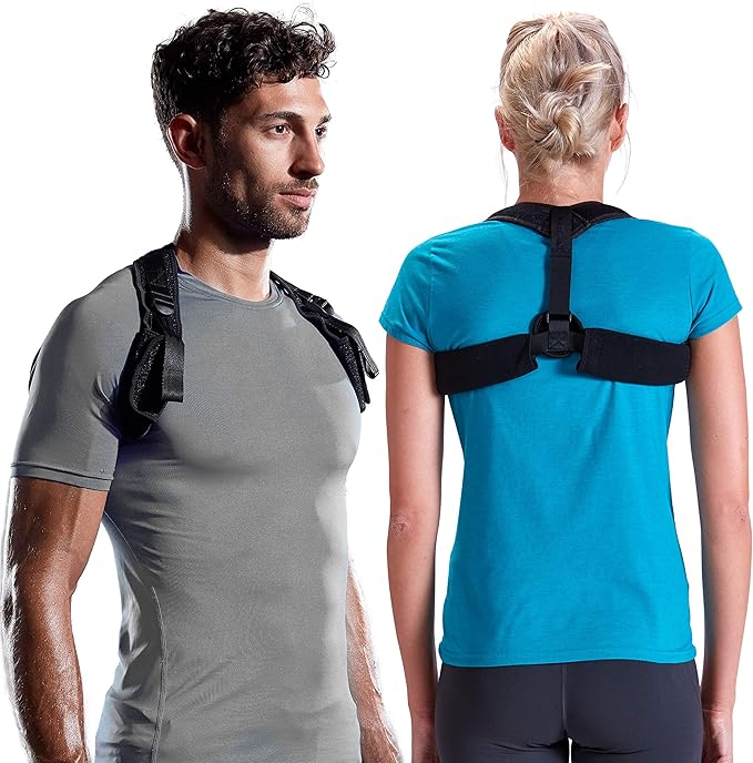 Gaiam Restore Posture Corrector for Women & Men - Back Straightener Adjustable Straps Compact Brace Support for Clavicle, Neck, Shoulder, Invisible Pain Relief