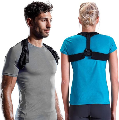 Gaiam Restore Posture Corrector for Women & Men - Back Straightener Adjustable Straps Compact Brace Support for Clavicle, Neck, Shoulder, Invisible Pain Relief
