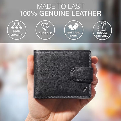 Soft Leather Wallet for Men - Mens Wallet Bifold with Zipper Coin Pocket - Holds Bills, Credit Cards, Coins - Carteras para Hombres Piel - Billeteras de Hombres Cuero Original - RFID Blocking.