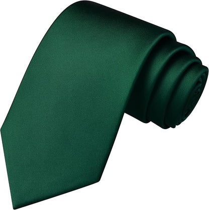 Branduce 3.15"（8cm） Mens Solid Satin Tie Pure Color Necktie for Business and Wedding + Gift Box