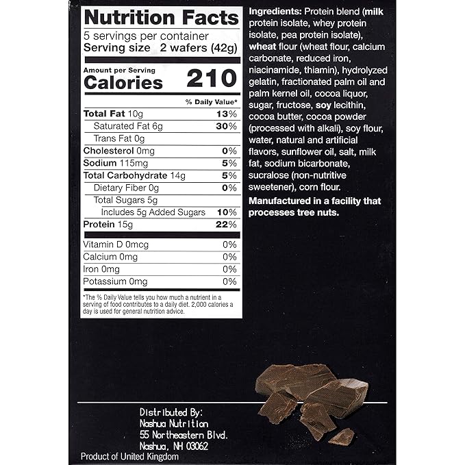 Proti-Thin High Protein Chocolate Wafer Squares, 15g Protein, Low Calorie, Low Sugar, Aspartame Free, Diet Wafer Bars, Healthy Snack, 2 Wafers per Serving, 5 Count Box (Pack of 2)