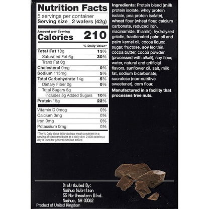 Proti-Thin High Protein Chocolate Wafer Squares, 15g Protein, Low Calorie, Low Sugar, Aspartame Free, Diet Wafer Bars, Healthy Snack, 2 Wafers per Serving, 5 Count Box (Pack of 2)