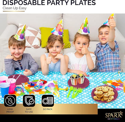 Burgundy Paper Dessert Plates, 6 3/4 Inches, Strong and Sturdy for Party, Dinner, Holiday, Picnic, Travel - Pack of 50