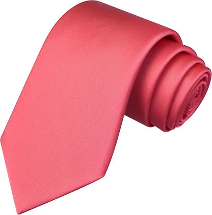 Branduce 3.15"（8cm） Mens Solid Satin Tie Pure Color Necktie for Business and Wedding + Gift Box