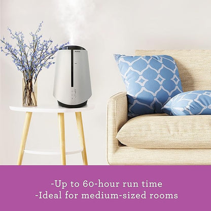 Holmes 1-Gallon Top-Fill Ultrasonic Cool-Mist Humidifier with Disinfectant Protection and 7 Color LED Lights White