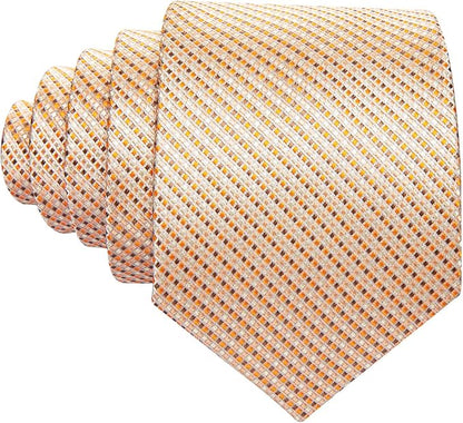 Barry.Wang Tie Sets for Men Silk Solid Necktie Stain Ties Handkerchief Pocket Square Cufflinks Wedding Business Dyed