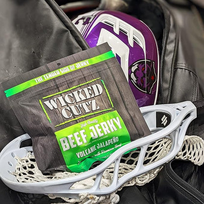 Wicked Cutz Volcanic Jalapeño Spicy Beef Jerky, 27g Protein Per Serving, Tender & Easy to Chew Alternative to Beef Sticks, USA Made High Protein Carnivore Snacks (2 Bags)