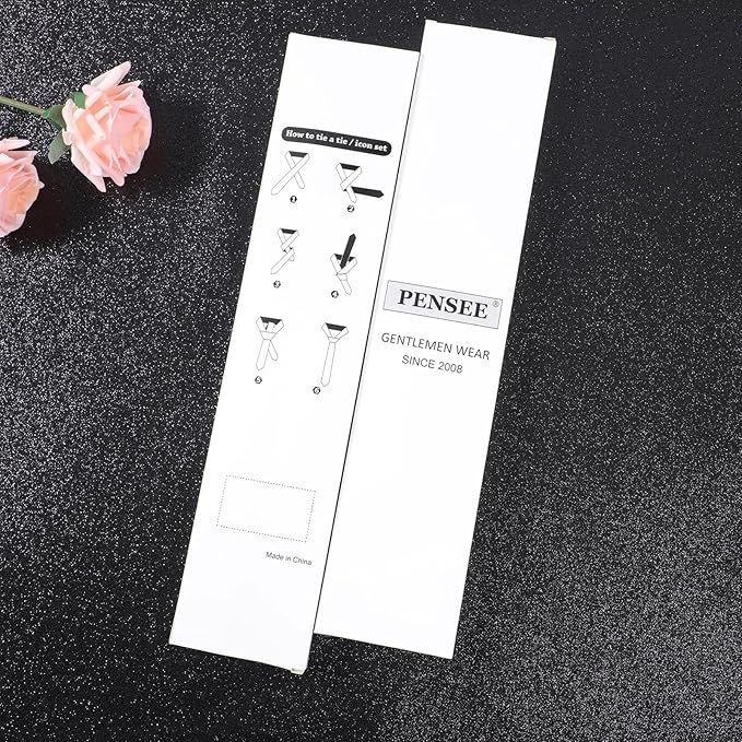 PenSee Men's Tie Set Solid Pure Color 3.15" (8CM) Classic Formal Plain Necktie and Pocket Square Set For Men