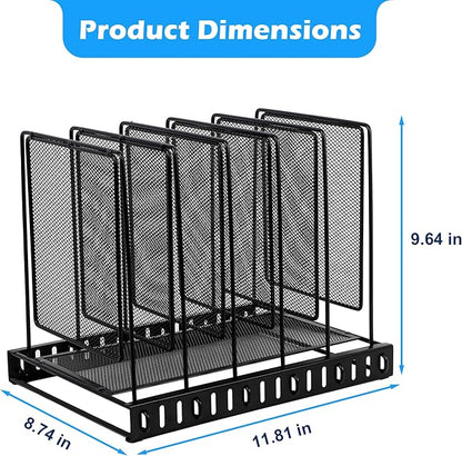 EASEPRES 5 Section Vertical Metal Mesh Desk File Organizer, Spacing Adjustable Upright Desktop Paper Mail Document Magazine Sorter Folder Holder for Workspace Office School Home, Black