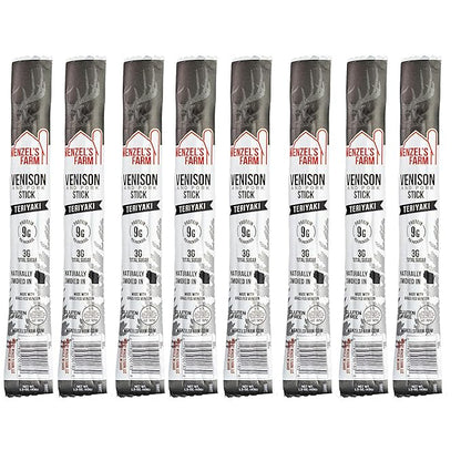 Wenzel’s Farm Teriyaki Venison Snack Sticks 8 Pack | Supports Active Lifestyles │ High Protein, Low Carb │ No MSG, Fillers, Binders, Artificial Colors │ Gluten Free