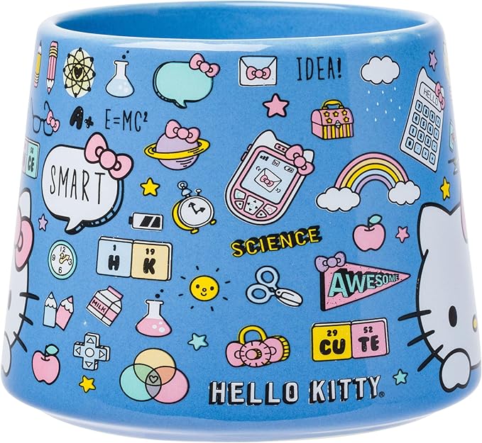 Silver Buffalo Sanrio Hello Kitty Back to School Tapered Pottery Mug, 14 Ounces
