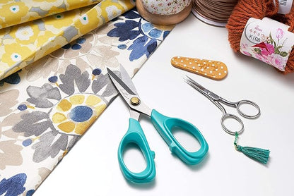 Beaditive Sewing Scissors - 6" Stainless Steel Fabric Scissors - Serrated Blade for Easy Fabric Cutting and Quilting - Tailor and Dressmaker's Scissors - Teal