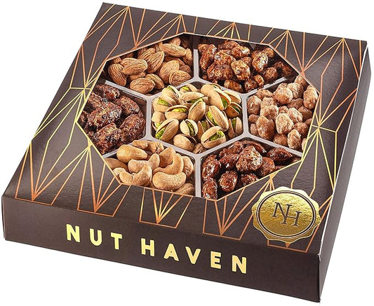Nuts Gift Basket - Extra Large Assortment of Sweet & Roasted Salted Gourmet Nuts - Assorted Food Gift Box for Birthday, Family, Sympathy, Men & Women.