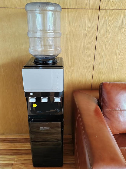 IKT Hot and Cold Water Cooler Dispenser with Ice Maker for 5 Gallon Bottle 27 lbs Daily Capacity Night Light Child Safety Lock Black
