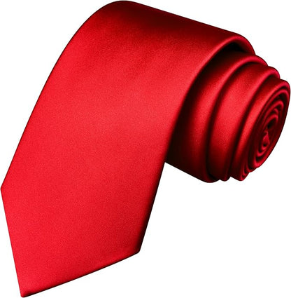 Branduce 3.15"（8cm） Mens Solid Satin Tie Pure Color Necktie for Business and Wedding + Gift Box
