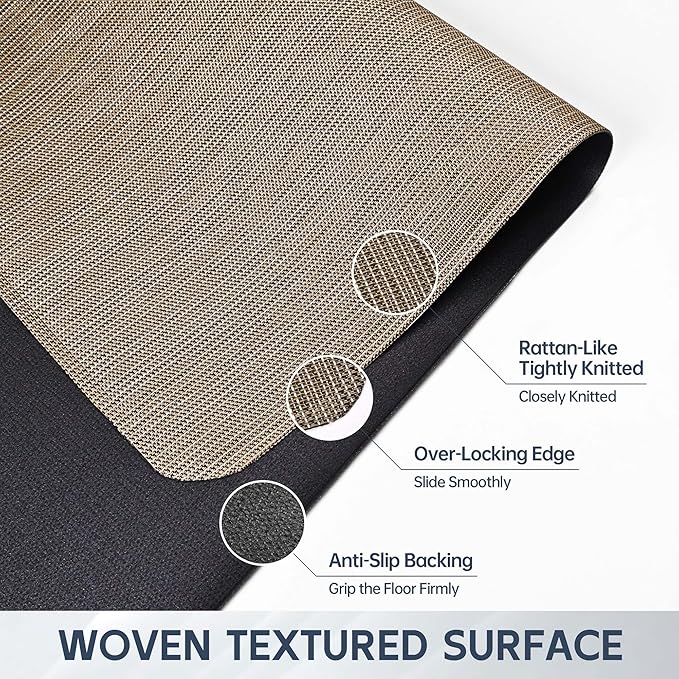 Office Chair Mat for Hardwood Floor, 46" x 60" Desk Computer Chair Mats for Hard Wood, Anti-Slip Easy Glide Rolling Floor Protector Mat, Under Desk Mat for Home Office, Dark Brown