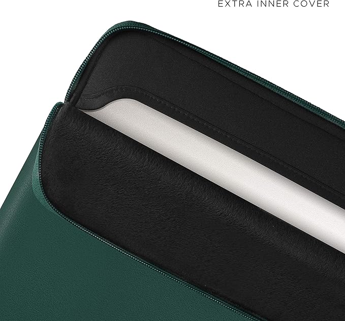 Comfyable Slim Protective Laptop Sleeve 14 Inch Snugly Compatible with MacBook Pro 14-inch M4 M3 M2 M1 Pro/Max 2024, PU Leather Bag Waterproof Cover Notebook Computer Case for Mac, Green