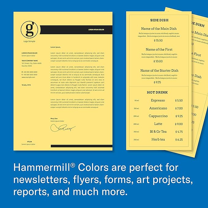 Hammermill Colored Paper, 20 lb Buff Printer Paper, 8.5 x 11-1 Ream (500 Sheets) - Made in the USA, Pastel Paper, 103325R