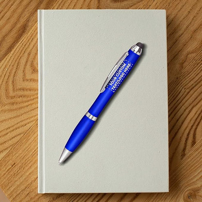 DISCOUNT PROMOS Custom Plastic Stylus Pens Set of 50, Personalized Bulk Pack - Black Ink, Great for Office, School, Business, Tradeshows, Events - Blue