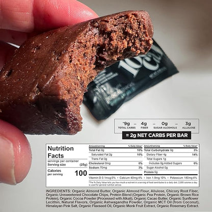 Chocolate Protein Bar Brownie | High Protein, Gluten Free Keto Snack with Vegan Protein for Healthy Gut and Weight Loss | Clean Protein Bars made with Organic Ingredients, Ashwagandha and MCT Oil | Wholesome Yum High Fiber Low Calorie Snacks 100 Calori...