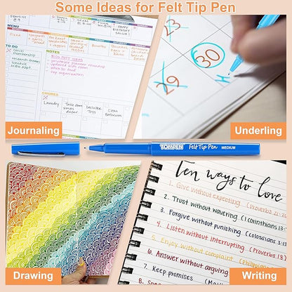 Felt Tip Pens Bulk for Teachers Students,144 Pack 12 Count,Assorted Color,Medium Fine Point 0.7mm Multicolor Markers for Gifts Christmas Cards Writing,Planner,Drawing,Note Taking,Art,Journals