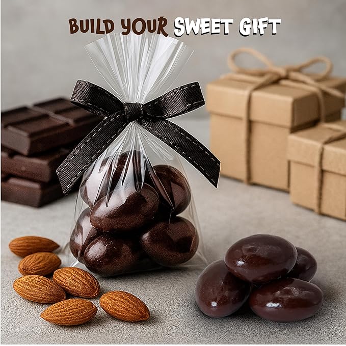 Dark Chocolate Almonds - 2 Pound Bulk Pack - Whole Dry Roasted Dark Chocolate Covered Almonds - Candy for Office, Buffets, Snacking & Gifting - Classic Coated Nuts