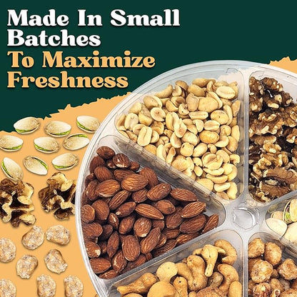 Nuts gift Basket Platter With a Variety of Freshly Roasted Nuts - Beautifully Packaged Gift for Birthday, Sympathy Basket. (6 Sectional Ultimate)