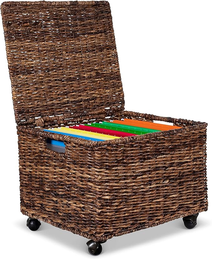 BirdRock Home Seagrass Rolling File Cabinet