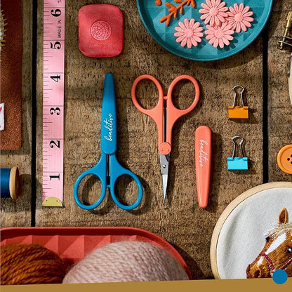 Beaditive High Precision Detail Scissors Set (2-Pc) Sharp, Fine Tips | Paper Cutting, Scrapbooking, Sewing, Crafting | Stainless Steel | Protective Cover (Mid Century)