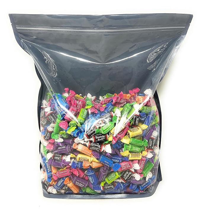 Holiday Tootsie Roll Fruit Chews And Original Chocolate Midgees American Chewy Taffies Candy Individually Wrapped In Resealable Bag Bulk 10 Lbs 500+pcs (160 oz) - Made In USA