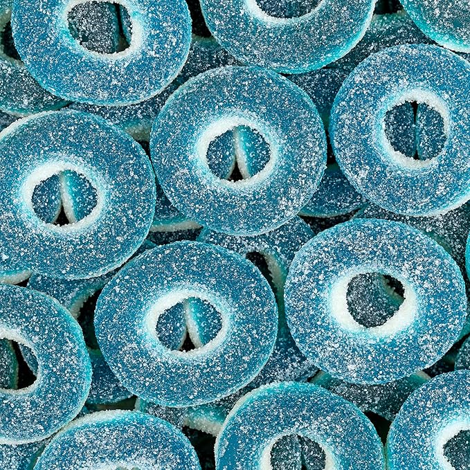 Kervan Candy Bebeto Blue Raspberry Rings - Fruity, Soft, Sweet & Sour Gummy Candy Bulk for Kids, Gift Snacks and Parties - Blue Raspberry Gummies Party Size Bag (5 lbs)