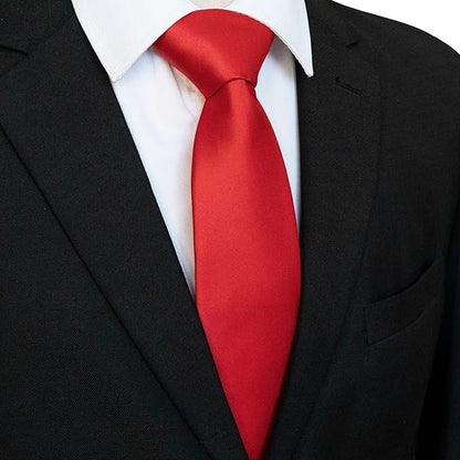 RBOCOTT Solid Color Tie and Pocket Square Hankerchief with Lapel Pin Set for Men