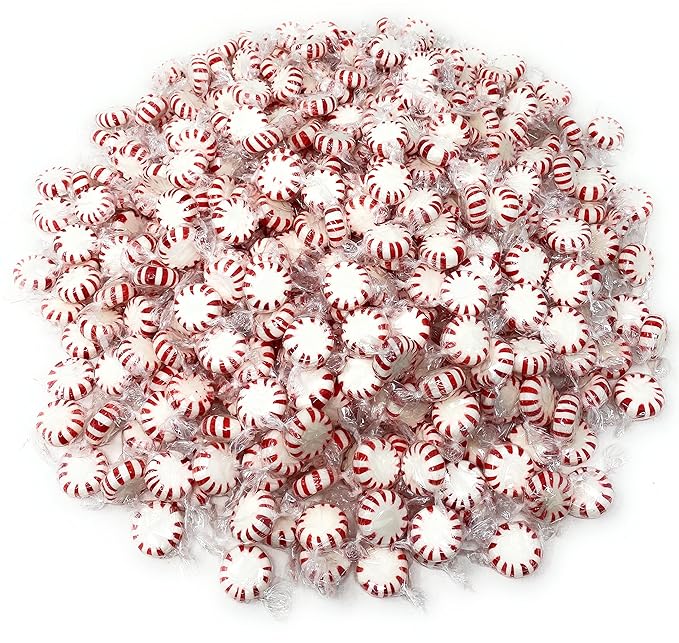 Holiday American Old Fashioned Peppermint Starlights Mints Hard Candy Discs Individually Wrapped Bulk 6 Lb's 450+ pcs (96-Oz)