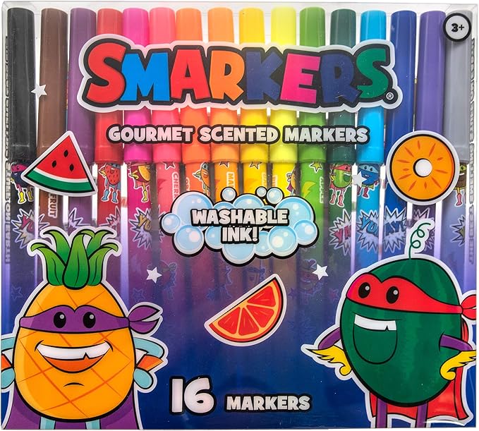 Smarkers - Washable Patented Gourmet Scented Markers, Assorted Colors, Standard Point Felt Tip, 16 Count