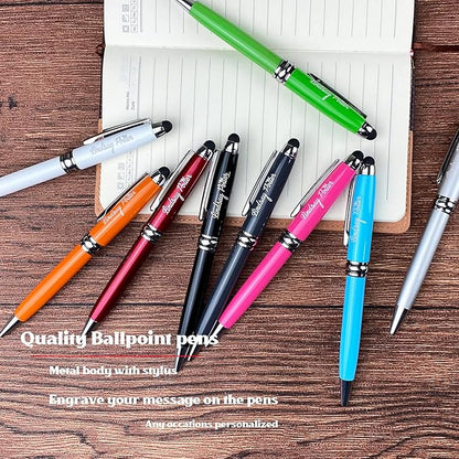 Ancolo Personalized ball Pens-Black Writing Set- Medium Point -Engraved with Name or Message, Team Name, Phone Number For journaling and office - Gift for Men and Women 10 Pens/Box