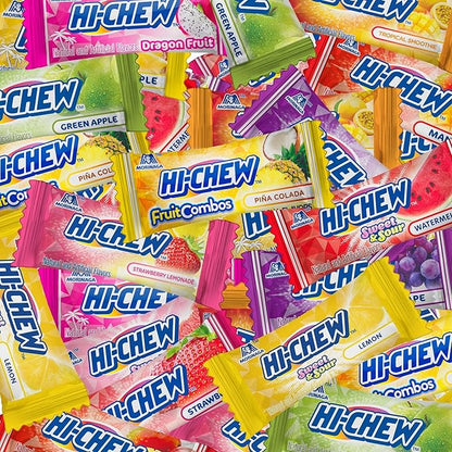 HI-CHEW Variety Mix Bulk, 220+ Pieces, 4 Stand Up Pouches - Tropical Fruit Combos Sweet and Sour, Chewy Fun Soft Candy Variety Pack - Immensely Juicy Fruity Flavors - Individually Wrapped for Sharing
